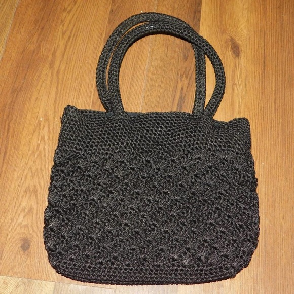 Black Crochet Bag by La Rue snap closure - Picture 3 of 4